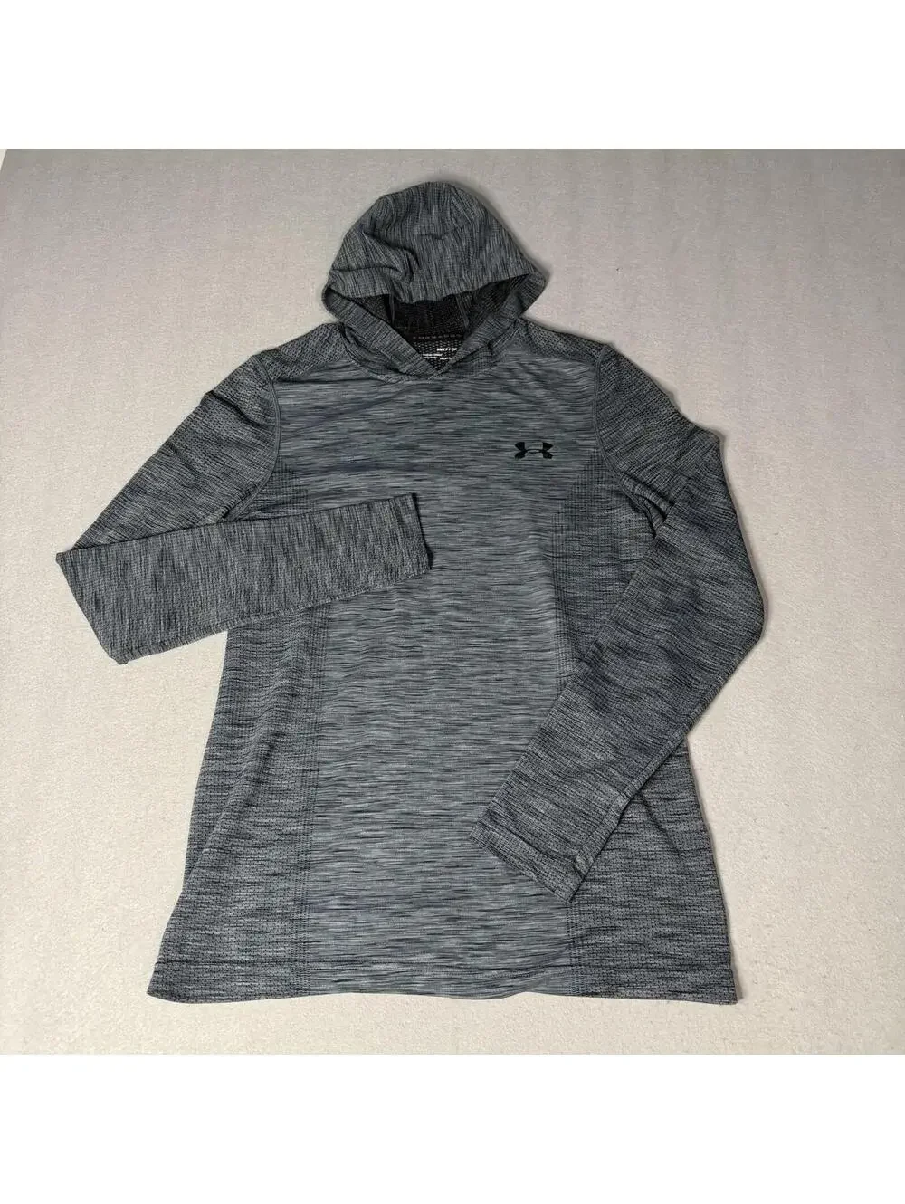 Under Armour Threadborne‎ HeatGear Hoodie Mens Small Blue Fitted Long Sleeve Top